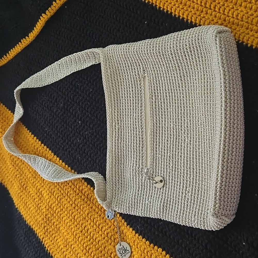 The Sak Cream off white Crochet Zip Closure Shoulder Bag NWOT